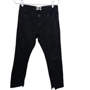One Teaspoon Freebird II Jeans 28 Black Zip Hem Distressed Flawed
